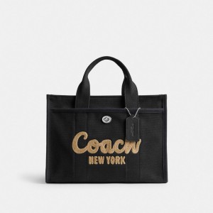 Women's COACH Cargo Tote Bags Silver / Black | 39847GABH