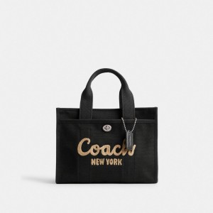 Women's COACH Cargo Tote Bags Silver / Black | 09758IQKG