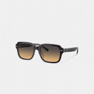 Men's COACH Beveled Signature Square Sunglasses Dark Grey / Light Grey | 03495XSGJ