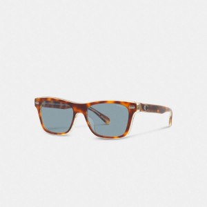 Men's COACH Beveled Signature Square Sunglasses Blue | 90648CYEB