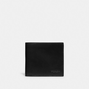 Men's COACH Boxed Double Bifold Wallet Black | 65432ITCF