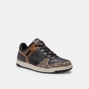 Men's COACH C201 Sneakers Black | 40781MQAV