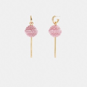 Women's COACH Lollipop Earrings Gold / Pink | 85613LYNQ