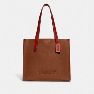 Women's COACH Relay Tote Bags Brown | 67513WEYT