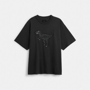 Women's COACH Rexy T Shirts Black | 25386ZDOE