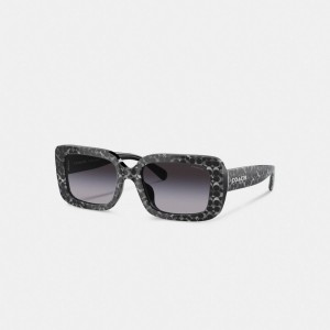 Women's COACH Signature Oversized Rectangle Sunglasses Silver | 81302OHRZ